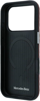Mercedes Leather Semi Wrap Wood Effect Case with MagSafe for iPhone 17/18 Pro Max 6.9" Burgundy - MEHMP18X25PFWWPR