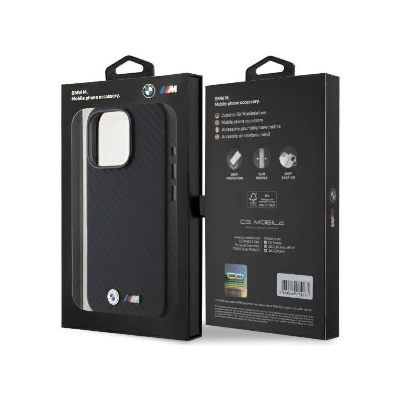 BMW Carbon Wrapped Metal Case with iPhone 16 Pro 6.3" Black - BMHCP16L23PUFWC