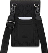 Karl Lagerfeld Saffiano Ikonik Monogram Universal Phone Pouch with Strap Black - KLWBSAKHPKK