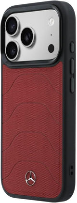 Mercedes Benz Bow Line Leather Case with MagSafe for iPhone 17 Pro Max 6.9" Red - MEHMP17X25PMERCR