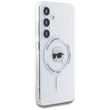 Karl Lagerfeld Button Karl Head Printed Logo Case with MagSafe for Samsung Galaxy S25 6.2" Clear - KLHMS25SHLSKIH