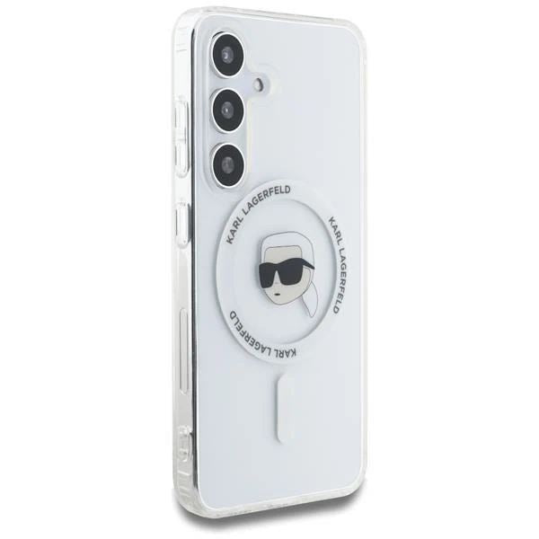 Karl Lagerfeld Button Karl Head Printed Logo Case with MagSafe for Samsung Galaxy S25 6.2" Clear - KLHMS25SHLSKIH