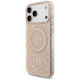 Guess IML Flowers Electro Pearl Strap MagSafe Case for iPhone 17 Pro Max 6.9" Pink - GUHMP17XHCPOFPP