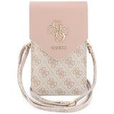Guess PU Leather Grained 4G Metal Logo Universal Phone Bag Pink - GUWBPG4L4CNP