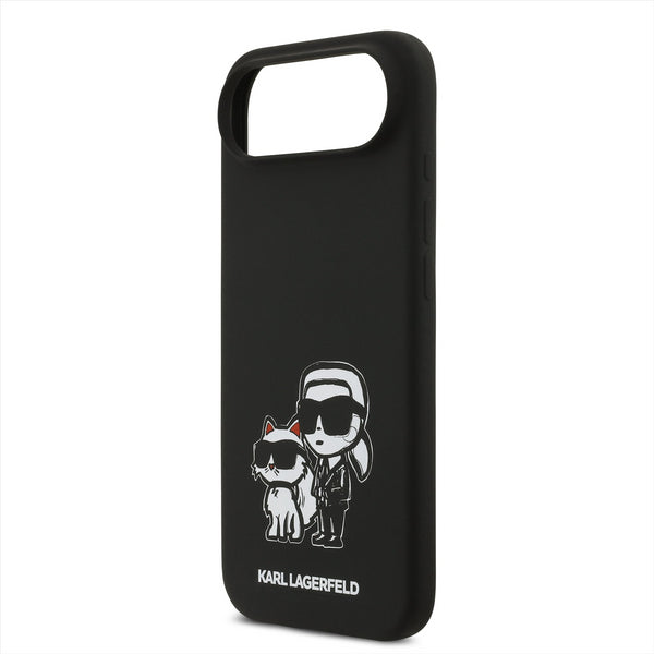 Karl Lagerfeld Liquid Silicone Karl and Choupette Sketch Case with MagSafe for iPhone 17 Air 6.5" Black - KLHMP17MSKCGRGOK