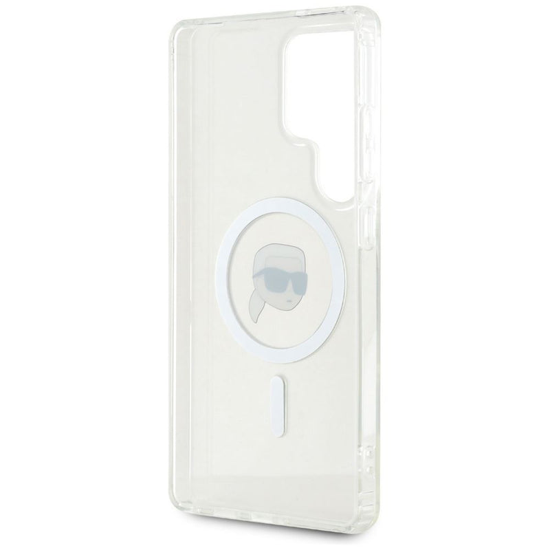 Karl Lagerfeld Button Karl Head Printed Logo Case with MagSafe for Samsung Galaxy S25 Ultra 6.9" Clear - KLHMS25LHLSKIH
