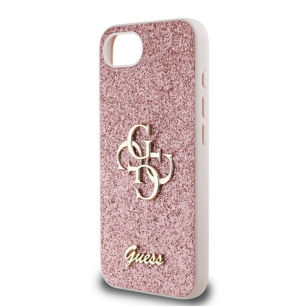 Guess PU Fixed Glitter 4G Metal Logo Case for iPhone 16e 6.1" Pink -  GUHCPSE4HG4SGP