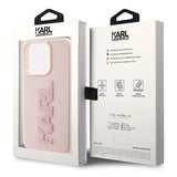 Karl Lagerfeld 3D Rubber Glitter Logo Case for iphone 15 Pro 6.1" Pink - KLHCP15L3DMBKCP