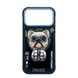Nimmy Cool & Cute 2.0 Little Rich Tycoon Dog Case with MagSafe Stand for iPhone 17 Pro 6.3" Black Blue - N-YJKM-CXZJZH-IP17-PRO-07