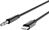Belkin 0.9M 3.5mm Audio Aux Cable with Lightning Connector Black - AV10172bt03-BLK