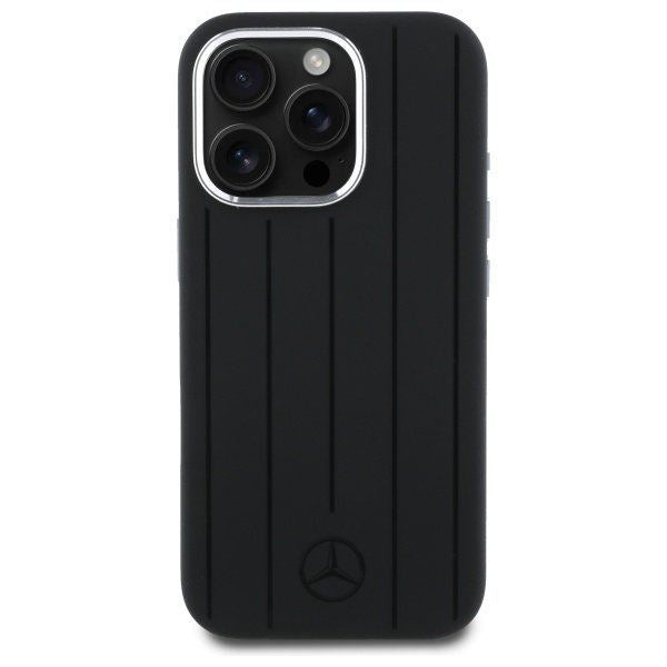 Mercedes Benz Silicone Vertical Tonal Stripes Case with MagSafe for iPhone 16 Pro Max 6.9" Black - MEHMP16X23SUVSK