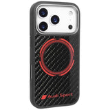 Audi RSQ Carbon Fiber Sports Red Circle Hardcase with MagSafe for iPhone 17 Pro 6.3" Black/Red - AUS-TPUPCMIP17P-RSQ/D5-BK