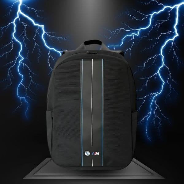 BMW Nylon Blue Stripe Backpack for 16" Laptop Black - BMBP15COMPVSKL