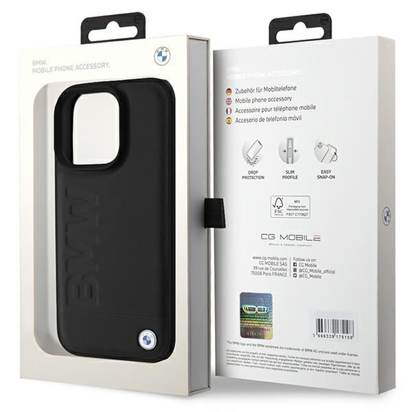 BMW Leather Hot Stamp Case for iPhone 16 Pro Max 6.9" Black - BMHCP16XSLLBK