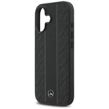 Mercedes Leather Laurel Leaves Stripes Case with MagSafe for iPhone 17 6.3" Black - MEHMP17S25RLDLKH