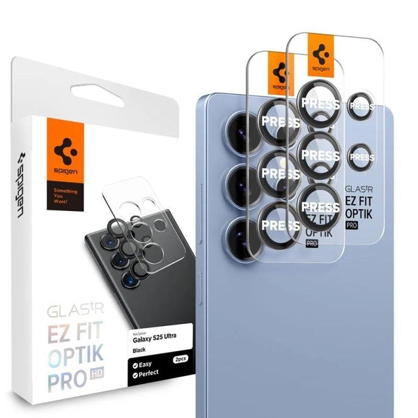 Spigen Glastr EZ Fit Optik Pro HD Camera Protector 2 Pack for Samsung Galaxy S25 Ultra 6.9" Black - AGL09084