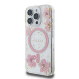 Guess Resin Flower Glitter Hardcase with MagSafe for iPhone 16 Pro 6.3" Pink - GUHMP16LRBFGFGMP