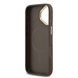 Guess PU Leather 4G Gold Frame Case with MagSafe for iPhone 17 6.3" Brown - GUHMP17SP4MSEGCW