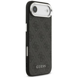 Guess PU Leather 4G Logo Silver Frame Case for iPhone 17 Air 6.5" Black - GUHMP17MP4GSSMCK