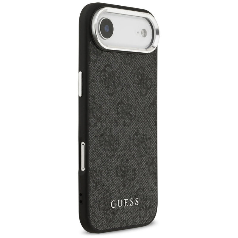 Guess PU Leather 4G Logo Silver Frame Case for iPhone 17 Air 6.5" Black - GUHMP17MP4GSSMCK