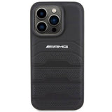 Mercedes AMG Hardcase Leather Debossed Lines Case for iphone 15 Pro 6.1" Black - AMHCP15LGSEBK