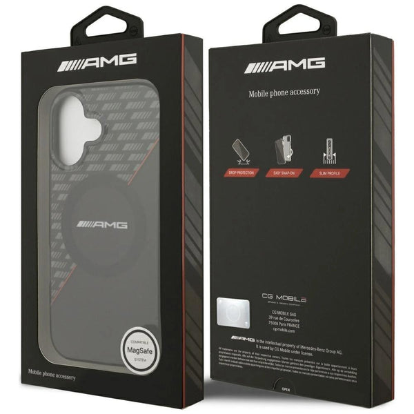 AMG Double Layer Transparent Rhombs Case with MagSafe for iPhone 17 6.3" Black Red - AMHMP17S24HRDKR