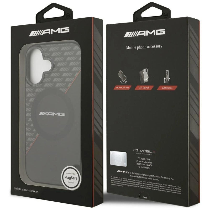 AMG Double Layer Transparent Rhombs Case with MagSafe for iPhone 17 6.3" Black Red - AMHMP17S24HRDKR