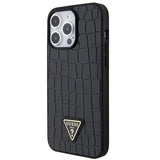 Guess Croco Triangle Metal Logo Hard Case for iphone 15 Pro Max 6.7" Black - GUHCP15XPCRTHCK
