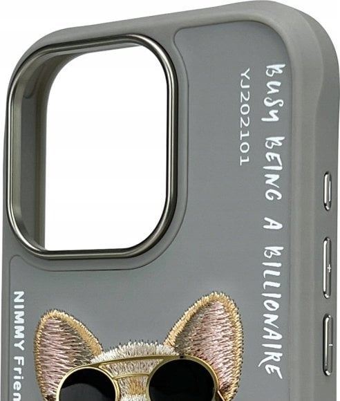 Nimmy Glasses Cool Dog Case for iPhone 16 Pro Max 6.9" Grey - N-YJ-iP16-Pro-Max-01-B