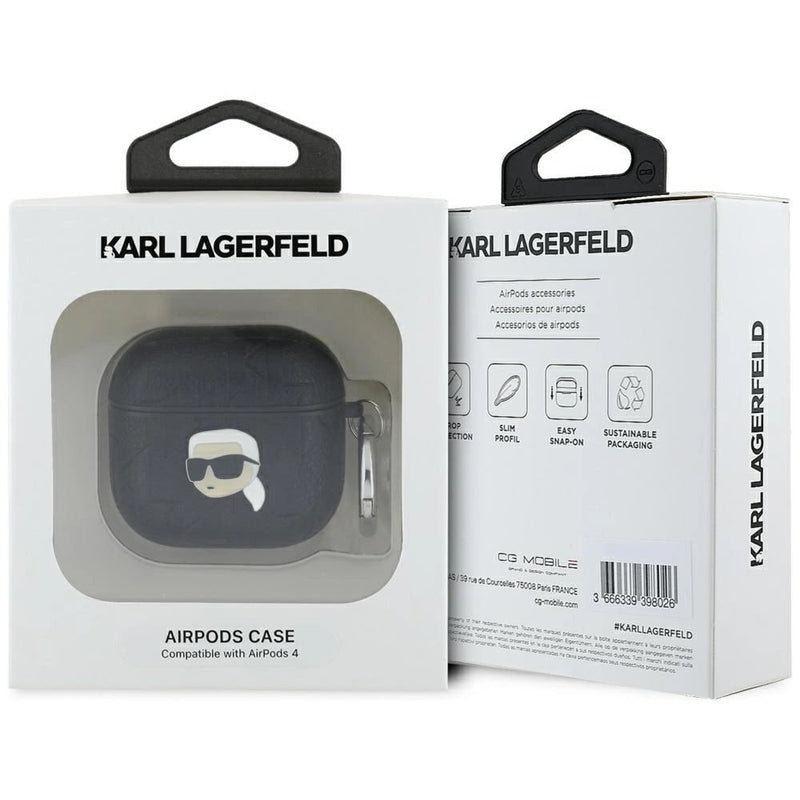Karl Lagerfeld Monogram Karl Head Case for AirPods 4 Black - KLA4PGKIPK