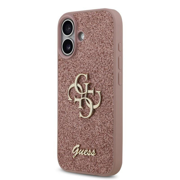 Guess PU Fixed Glitter Big 4G Metal Logo Case for iPhone 17 6.3" Pink - GUHCP17SHG4SGP
