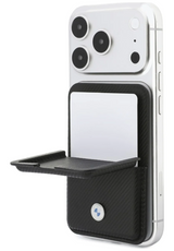 BMW Carbon Metal Logo Magnetic Card Holder with Stand Black - BMOWMCS26PTKLK
