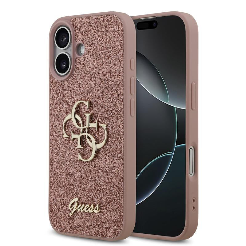 Guess PU Fixed Glitter Big 4G Metal Logo Case for iPhone 17 6.3" Pink - GUHCP17SHG4SGP
