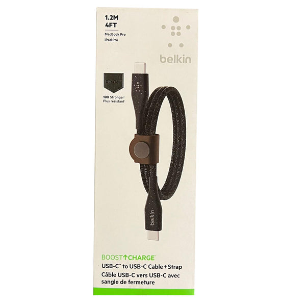 Belkin Boost Charge 1.2M 60W USB C to USB C Cable with Strap Black - F8J241ds04-BLK