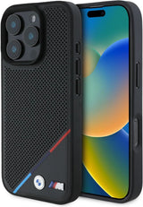 BMW M Perforated Tricolor Line Case with MagSafe for iPhone 16 Pro Max 6.9" Black - BMHMP16X23PUPDK