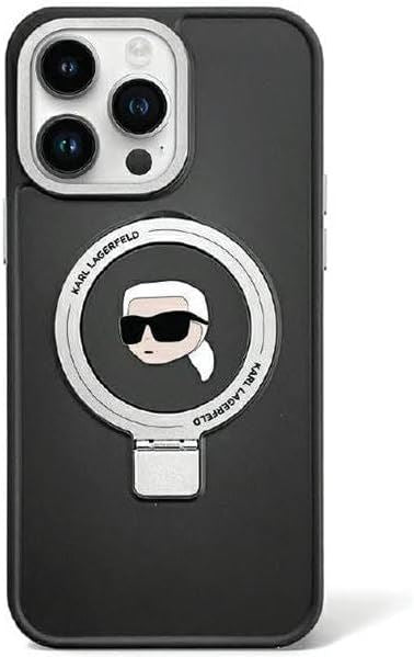 Karl Lagerfeld Karl Head with MagSafe & Ring Stand for iphone 15 Pro 6.1" Black - KLHMP15LHMRSKHK