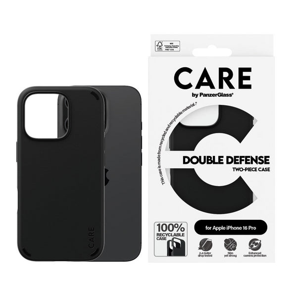 Panzer Glass Care Double Defense Case for iPhone 16 Pro 6.3" Black - 1334