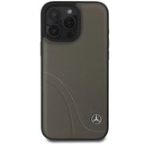 Mercedes MB Curved Stitches Leather Case for iPhone 16 Pro Max 6.9" Brown - MEHCP16X23RBCSB