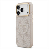 Guess PU Leather 4G Gold Frame Case with MagSafe for iPhone 17 Pro 6.3" Pink - GUHMP17LP4MSEGCW