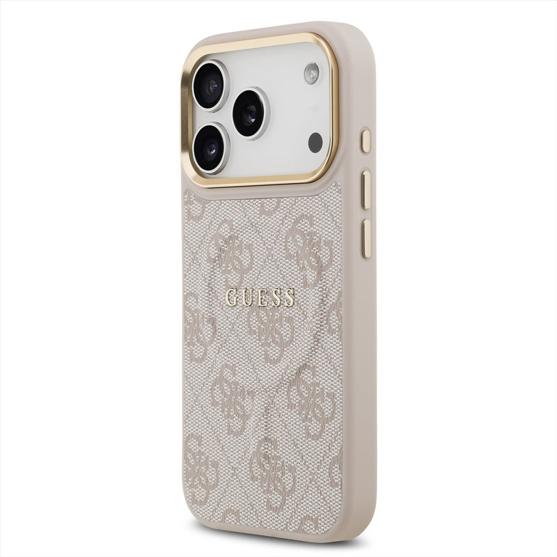 Guess PU Leather 4G Gold Frame Case with MagSafe for iPhone 17 Pro 6.3" Pink - GUHMP17LP4MSEGCW