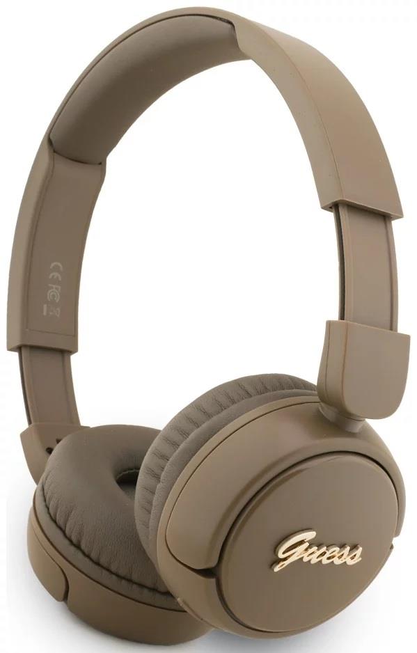 Guess Script Metal Logo On Ear Wireless Headphone Brown - GUBHV6SCW