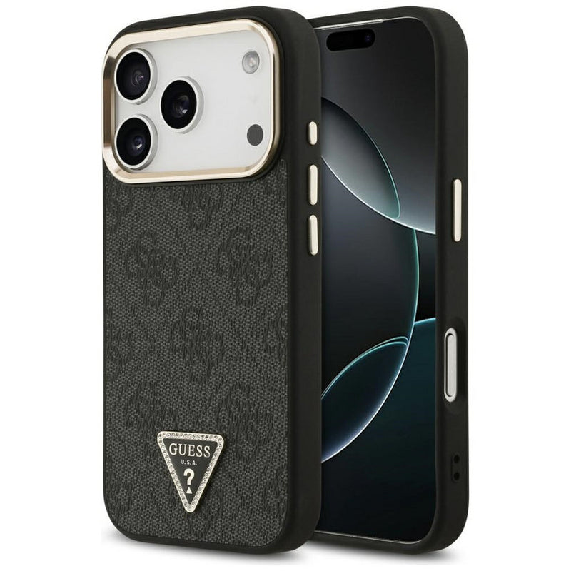 Guess 4G Triangle Logo Case with MagSafe for iPhone 17 Pro Max 6.9" Black Gold - GUHMP17XP4GTDGMK