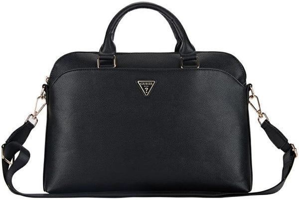 Guess Grained Triangle Logo Zipper Pocket 15" Laptop Bag Black - GUCB15PGTSPSK
