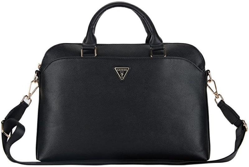 Guess Grained Triangle Logo Zipper Pocket 15" Laptop Bag Black - GUCB15PGTSPSK