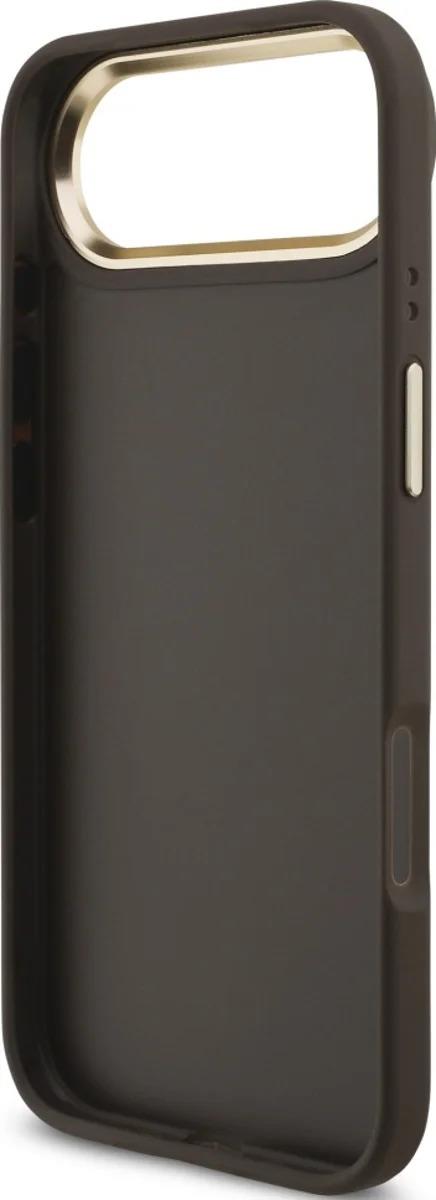 Guess PU Leather 4G Metal Logo Gold Frame Case for iPhone 17 Air 6.5" Brown - GUHCP17M4GMGCBR