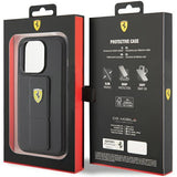 Ferrari Hard Case Grip Stand with Metal Logo for iphone 15 Pro Max 6.7" Black - FEHCP15XGSPSIK