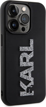 Karl Lagerfeld 3D Rubber Glitter Logo Case for iphone 15 Pro Max 6.7" Black - KLHCP15X3DMBKCK