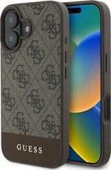 Guess PU 4G Stripe Case for iphone 16 6.1" Brown - GUHCP16SG4GLBR