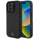 Mercedes Textured And Plain Leather Case with MagSafe for iPhone 16 Pro 6.3" Black - MEHMP16L23RBARK