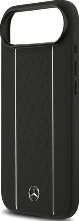 Mercedes Leather Star Pattern Stripes Case with MagSafe for iPhone 17 Air 6.5" Black - MEHMP17M25RPSLKH